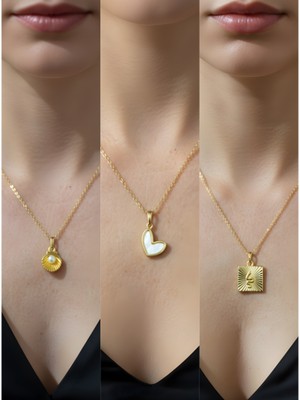 NKT Collection Üçlü Kombin Altın Kaplama Sembol Kolye Seti