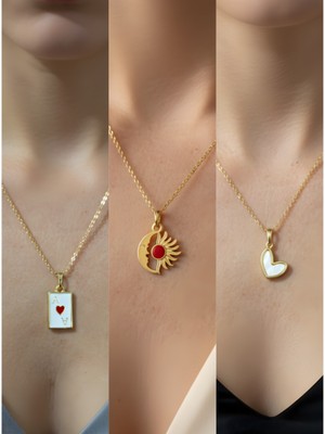 NKT Collection Üçlü Kombin Altın Kaplama Sembol Kolye Seti