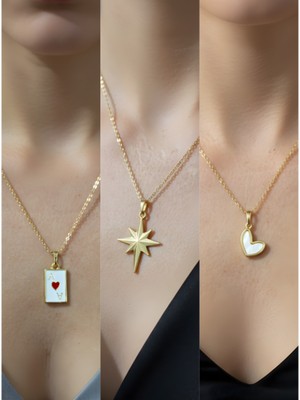 NKT Collection Üçlü Kombin Altın Kaplama Sembol Kolye Seti