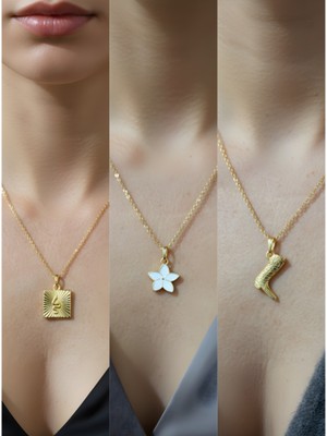 NKT Collection Üçlü Kombin Altın Kaplama Sembol Kolye Seti