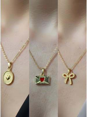 NKT Collection Üçlü Kombin Altın Kaplama Sembol Kolye Seti