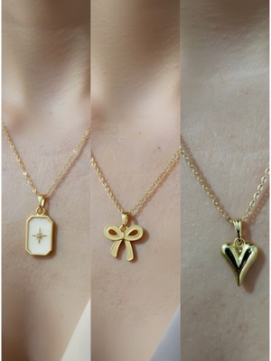 NKT Collection Üçlü Kombin Altın Kaplama Sembol Kolye Seti