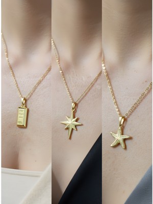 NKT Collection Üçlü Kombin Altın Kaplama Sembol Kolye Seti