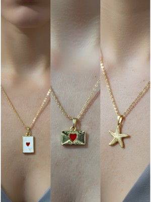 NKT Collection Üçlü Kombin Altın Kaplama Sembol Kolye Seti