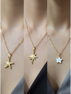 NKT Collection Üçlü Kombin Altın Kaplama Sembol Kolye Seti