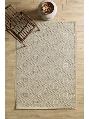 Iskandinav Tasarım Salon Oturma Odası Yolluk Teras Balkon Bej Halı