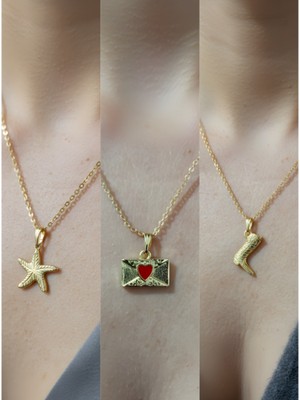 NKT Collection Üçlü Kombin Altın Kaplama Sembol Kolye Seti