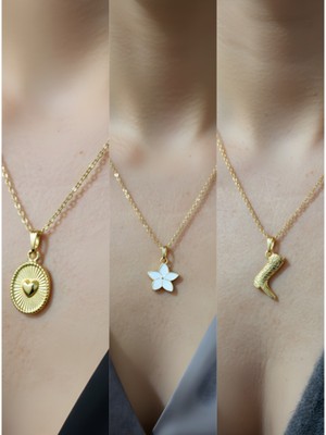 NKT Collection Üçlü Kombin Altın Kaplama Sembol Kolye Seti