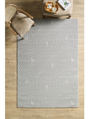 Şık Tasarımlı Gümüş Salon Oturma Odası Yolluk Jüt Halı