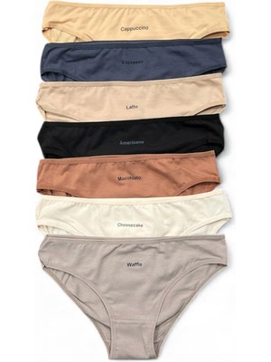 Nicoletta Kadın Külot 7 Li Paket Likralı Pamuklu Baskılı Karamel