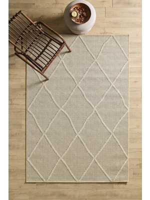 Iskandinav Tasarım Salon Oturma Odası Yolluk Teras Balkon Bej Halı