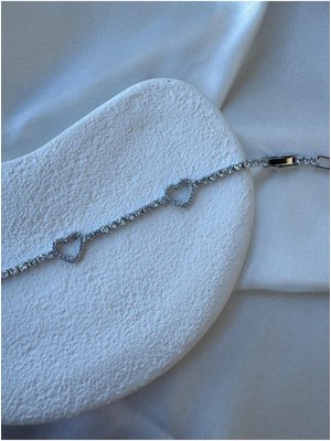 Su Yolu Zirkon Taşlı Kalpli Bileklik