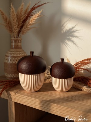 Qukis Store Meşe Palamutu Biblo, Dekoratif Obje, 2ADET, 1 Adet 15CM, 1 Adet 11CM