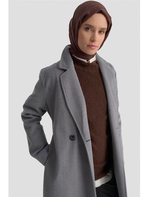 Armine Balıksırtı Desenli Kaban 25KD1606 Antrasit