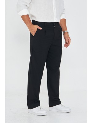 Zinox Erkek Pileli Baggy Bez Ayağı Kumaş Şık Pantolon