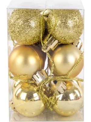 12'li Gold Toplar, 3 Cm, Yılbaşı ve Noel Süsleri, Çam Ağacı Süsleri