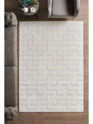 Modern Şık Tasarımlı Sisal Salon Oturma Odası Yolluk Krem Halı