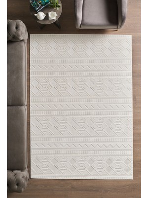 Modern Şık Tasarımlı Sisal Salon Oturma Odası Yolluk Krem Halı