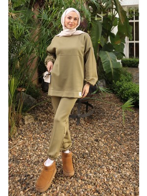 İmaj Butik Haki Armalı Tunik Pantolonlu Takım