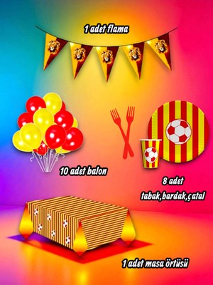 8 Kişilik Sarı Kırmızı Temalı Mini Set - Doğum Günü Parti ve Eğlenceli Etkinlikler Için