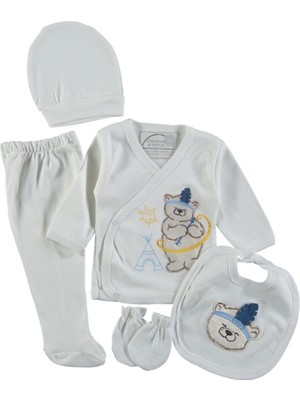 Mdrandy Missimosi Apaçi Nakışlı 5'li Erkek Zıbın Seti Hastane Çıkışı (%100PAMUKLU) (Hediye Paketli)