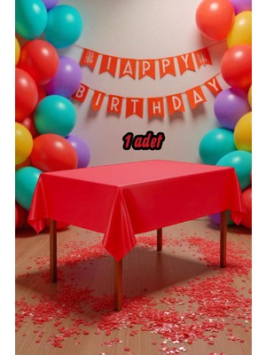 1 Adet Kırmızı Renk Masa Örtüsü - Parti ve Kutlamalar Için Masa Örtüsü