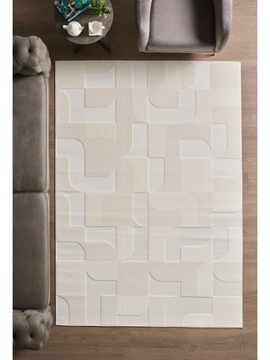 Modern Şık Tasarımlı Sisal Salon Oturma Odası Yolluk Krem Halı