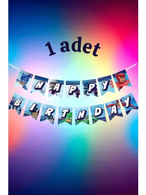 1 Adet Pijamask Temalı Banner - Parti ve Etkinlikler Için Asılabilir Süs