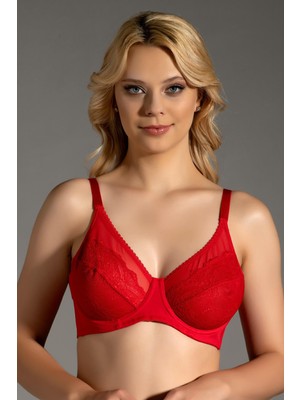 Cotonhause Kadın Kırmızı Toparlayıcı Sütyen – Dantel Tasarım C1T0N3243
