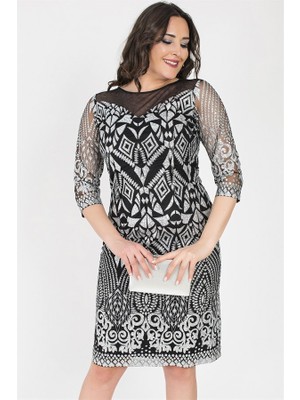 Ladies First Ladıes Fırst Büyük Beden 3230 Siyah  Kısa Abiye Elbise