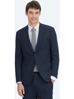 Kip Lacivert Düz Modern Fit Örme Takım Elbise