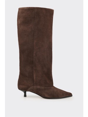 Elle Kahve Deri Kadın Çizme