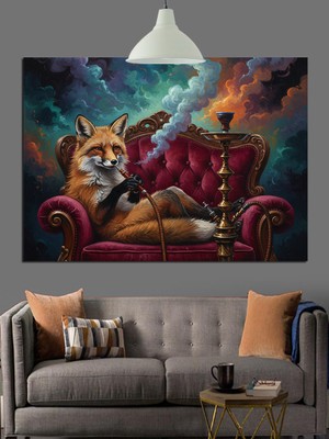 Artmeg Nargile Içen Tilki Dekoratif Kanvas - Mdf Ahşap Tablo