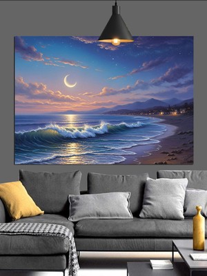 Artmeg Gün Batımı Deniz Manzarası Dekoratif Kanvas - Mdf Ahşap Tablo