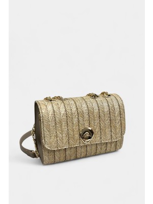 %100 Hasır Zincir Uzun Askı Detaylı Kadın El ve Omuz Çantası