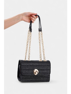 %100 Hasır Zincir Uzun Askı Detaylı Kadın El ve Omuz Çantası