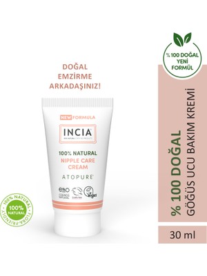 INCIA ATOPURE ® %100 Doğal Göğüs Ucu Bakım Kremi Yumuşatma ve Koruma Lanolin İçermez 30 ml