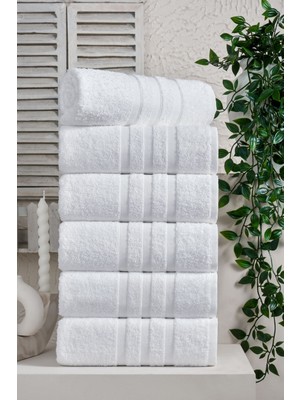 Eumenia Pure White %100 Pamuk 6’lı Beyaz Otel Havlusu El & Yüz Banyo Havlu Seti 50X90 cm