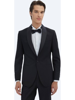 Kip Siyah Slim Fit Şal Yaka Dokuma Smokin Takım Elbise