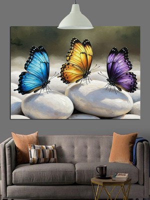 Artmeg Şirin Kelebekler Dekoratif Kanvas - Mdf Ahşap Tablo