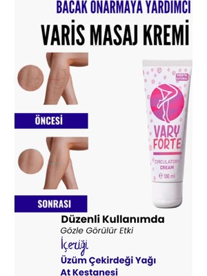 Var.is Bölgesi Için Bacak Onarmaya Yardımcı Besleyici Varyforte Masaj Kremi 100ML