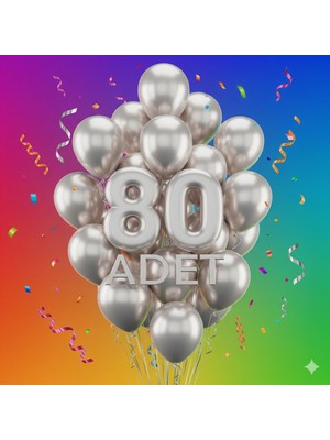 80 Adet Beyaz Metalik Balon Seti – Büyük Organizasyon Parti ve Etkinlik Dekoru Için