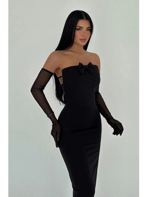 Eyyo Siyah Enola Eldivenli Elbise ATE-2573