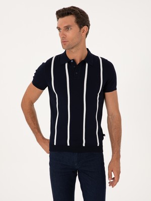Cacharel Erkek Lacivert Slim Fit Polo Yaka Triko T-Shirt 50300833-VR033