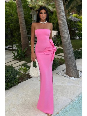 Eyyo Kırmızı Daysi Straplez Elbise ATE-2604