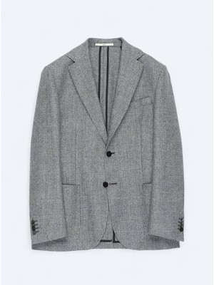 Kip Gri Modern Fit Yün Karışımlı Ceket