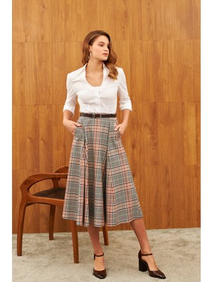 Stella Pulvis Çok Renkli Godeli Midi Etek