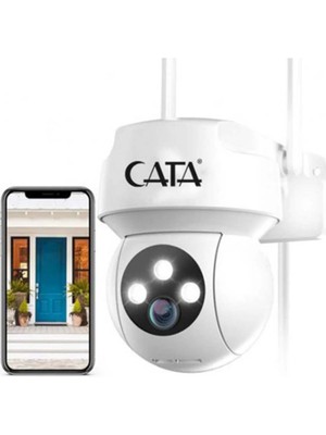 Cata CT‑4051 Akıllı Dış Mekan Kamera Beyaz Renkli Kablosuz Gece Görüşü ve HD Kayıt Özellikleriyle