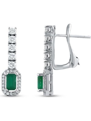 Assos Pırlanta 0.45 Karat Zümrüt Taşlı Pırlanta Küpe