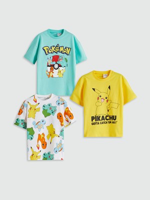 Lc Waikiki Yeni Sezon Pokemon Baskılı Erkek Çocuk Tişört 3'lü